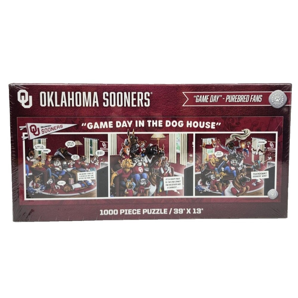 Oklahoma Sooners Jigsaw Puzzle Football Game Day in The Dog House 1000 Piece NEW